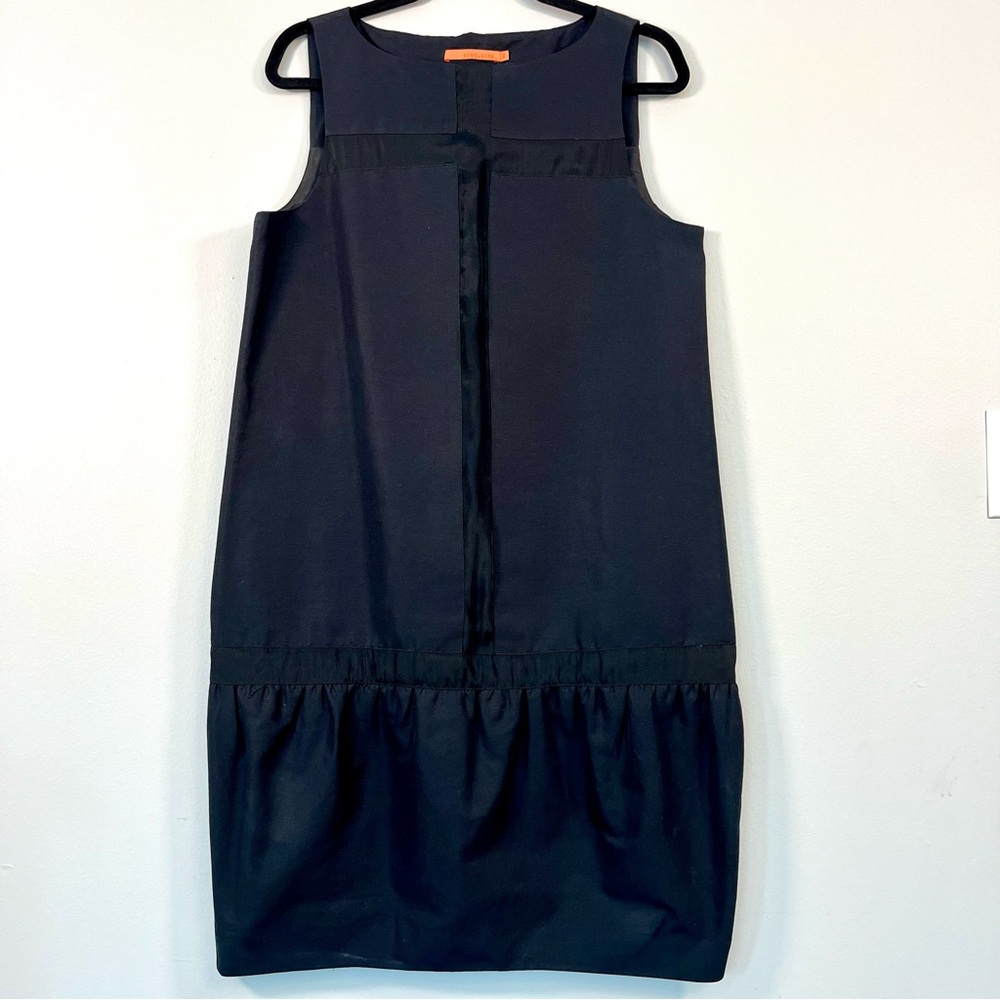 Sinclaire 10 Women’s Black Sleeveless Dress Size 10 Sheath Cross Band Ruffle Hem